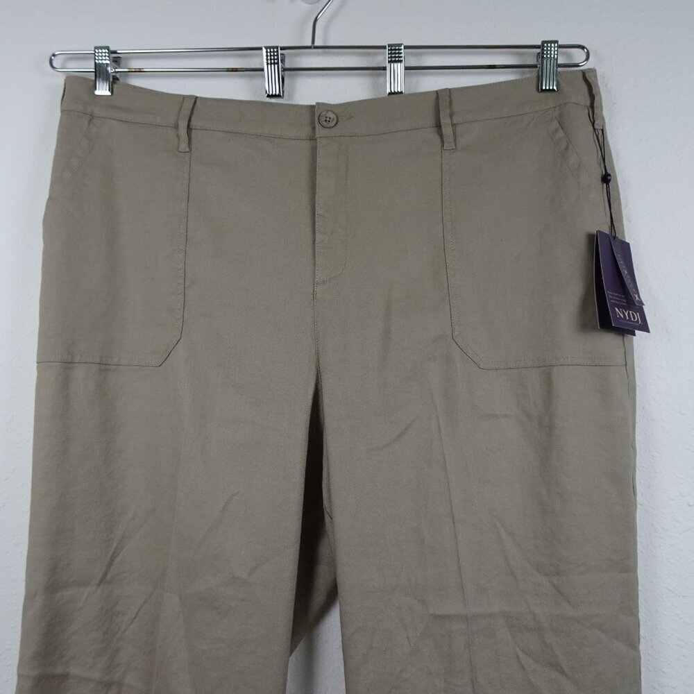 NYDJ Wide Leg Pants Women's Plus Size 18W Brown Linen Blend Cropped Cargo - Picture 2 of 11
